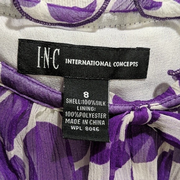 INC International Concepts Women's Purple Polka Dot Silk Tank Top Size 8 - Picture 4 of 5